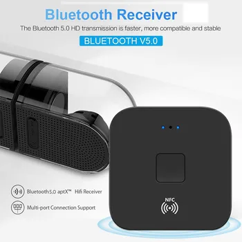 Bluetooth 5.0 Sprejemnik RCA Audio Brezžični vmesnik 3.5 mm AUX Priključek Glasbe Z Mic NFC Za Avto, TV Zvočniki Samodejni VKLOP/IZKLOP