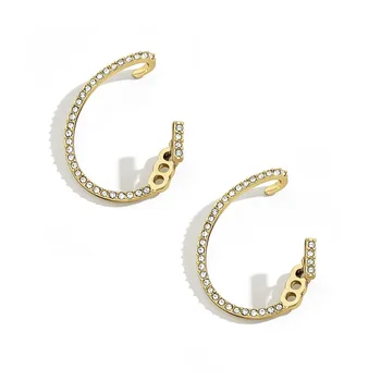 Lost Lady Trendy Minimalist Crystal Woman Earrings Statement Shiny Stud Earrings For Girls Wedding Party Fashion Jewelry