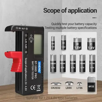 BT168 PRO Zmogljivost Baterije Tester za 9V 3,7 V 1,5 V AA AAA Celic C D 18650 Baterijo N0HB