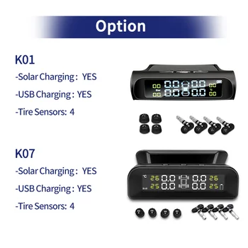 E-ACE K07 Avto TPMS Tlak Pnevmatik za Spremljanje Sončne Energije Digitalni LCD Zaslon Temperature Opozorilo Auto Varnostni Alarmni Sistemi