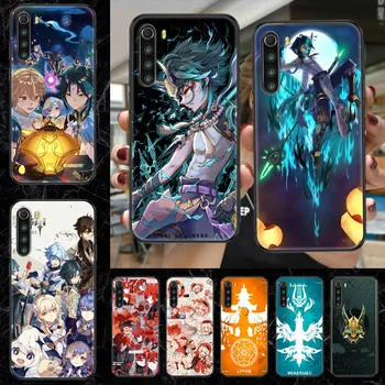 Genshin Vpliv Anime primeru Telefon Za Xiaomi Redmi Opomba 7 7A 8 8T 9 9A 9, 10 K30 Pro Ultra black slikarstvo lupini umetnosti hoesjes luksuznih