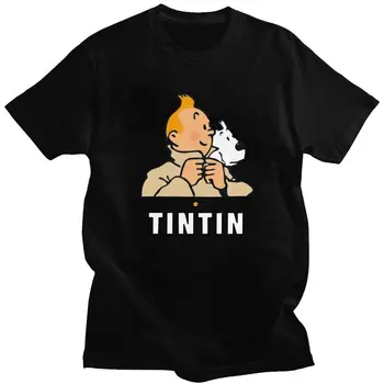 The Adventures Of Tintin Majica s kratkimi rokavi Moški Kratek Rokav Herge Strip Kapetan Vahnja Zasneženih Psa T-shirt Poletje Tee Bombaž Tshirt Darilo