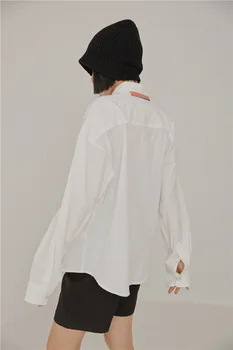 IEQJ 2021 novo poletje moda za ženske majica zavoj navzdol ovratnik poln rokavi beloprsi singl vrvico majica ženska bluza WR40100L