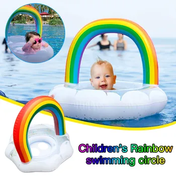 Otroška Plavalna Float,Napihljiva Otroška bazen s Krošnjami Plaži, Bazen z Vodo Igrače, Obleka za Malčke Otrok Mavrica Float Čoln