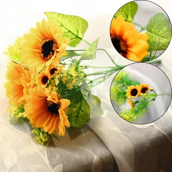 7 Glav Velike Svile Sončnično Umetno Cvet Glave Za Poroko Polje Dekoracijo Headmade Scrapbooking Pribor Ponaredek Cvetje