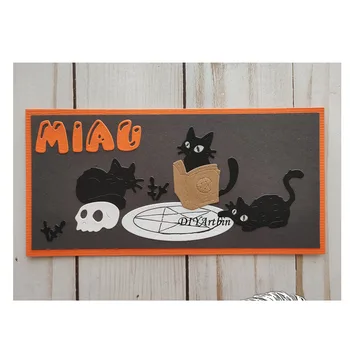 3pcs Black Cat Rezanje Kovin Matrice DIY Scrapbooking Umrl Leta 2020 Nov Album Okrasni Papir, Kartice, Dekorativni Obrti Die Kosi