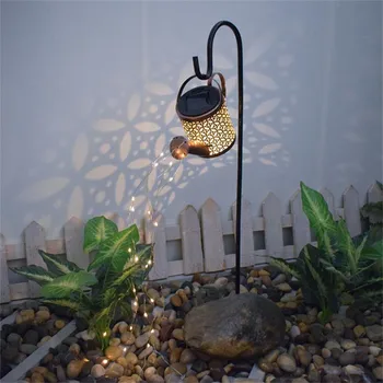 Kovanega Železa Votlih Iz Lučka Kovinski Solar Powered Zalivanje Lahko Mrvicami Vila Lučka LED na Prostem Vrt Nepremočljiva Tuš Svetlobe