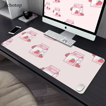 Veliko Roza Mouse Pad Anime Jagode Mleka Mousepad Igralec Računalniško Miško Mat Tipkovnico Pad Srčkan Preprost Otaku Igra Desk Mat Blazine