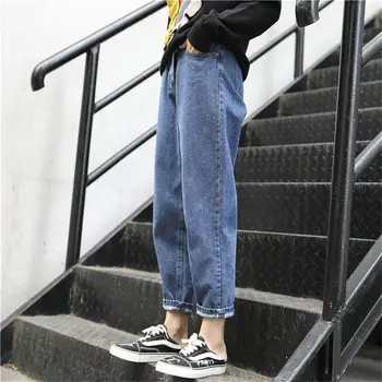 Nova visoko pasu plus velikost jeans hlače ženske trend kavbojke svoboden korejskem slogu slim hlače