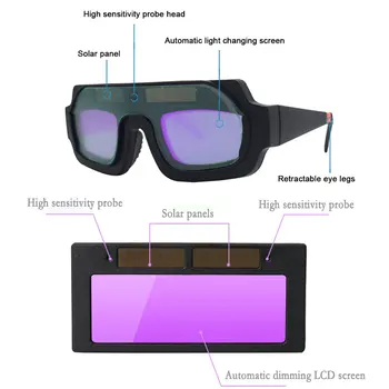Sončne Fotoelektrično Samodejna Zatemnitev Varjenje Očala Argon Obločno Varjenje Čelada, Očala Za Varjenje