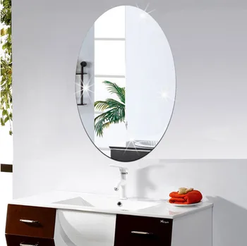 Novo Toaletno ogledalo stensko nalepko Ogledalo Stensko Nalepko Ovalne Samolepilni Soba Dekor Palico Na Art Dekor#4
