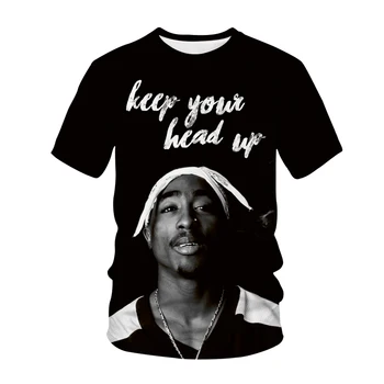 2Pac T-shirt Rapper Star Tupac 3D Tiskanja Ulične Moški Ženske Priložnostne O-Neck Majica s kratkimi rokavi Rap Pevec Hip Hop Glasbe Tshirt Vrhovi Oblačila