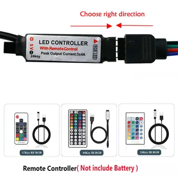 5 V USB LED Trakovi, RGB Krmilnik 3Keys Dimmer / 24Key IR Remoter / 17Keys RF Brezžično Remoter Nadzor 2835 5050 RGB Trak svetlobe