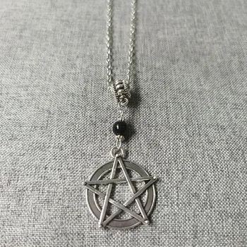 Poganski Wicca Moonstone Opalite Pentagram Ogrlico na voljo tudi v Ametist & Črni Oniks Čarovnica Pentacle Ogrlica