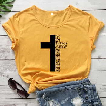 Lahko Naredim Vse Stvari Z Kristusa, Ki Krepi Me T-shirt Priložnostne Ženske Krščanske Tshirt Unisex Zgleduje Vere Vrhovi Tees