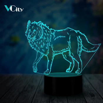 VCity Moderne 3D Volk Noč Svetlobe USB LED Luminaria Živali, 7 Barv Spreminjanje Svetlosti Rojstni dan, Počitnice Cifts Za Otroško Ljubitelje