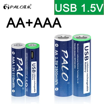 1.5 V AA, USB Polnilne Baterije 2800mWh +USB 1,5 V AAA Polnilne Baterije 1110mWh s Kablom USB