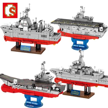 SEMBO vojaške ladje Ladje Raket Destroyer gradniki Vojaške Cruiser Amfibijska Ladja DIY Opeke Igrače za Fante