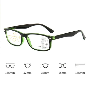 Retro Anti Modra Svetloba Postopno Multi-focus Obravnavi Očala Smart Zoom Presbyopic Očala Za Moške, Ženske Dioptrije +1.0 3.5