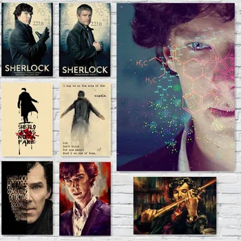 Sherlock, Plakati, Film, Fotografij Stensko Dekoracijo Doma Dekorativno Slikarstvo Retro Slogu, ki je dom umetnosti BrandMO48
