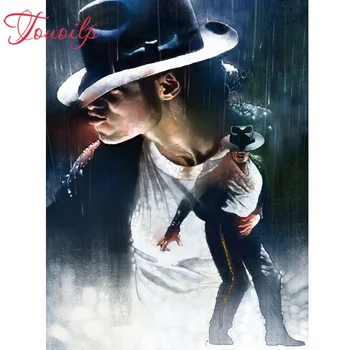 TOUOILP 5D diamond vezenje Michael Jackson diamond slikarstvo Navzkrižno Šiv celoten krog&spuare Nosorogovo mozaik doma dekoracijo
