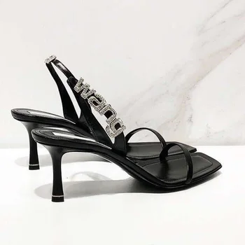 Ženske čevlje, sandale 2021 nov modni visoko peto stiletto open-toed nosorogovo črke mačka pete ženske čevlje