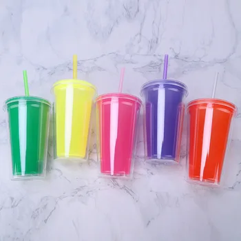 700 ml plastične skodelice barva spreminja, slame vode pokal dvojno plast mleko čaj skodelice za enkratno uporabo grelnik vode temperatura barva spreminja pokal magic