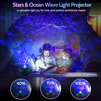 LED Zvezdnato Nebo Projektorjem Star Noč Svetlobe Gwiazd Chirld Glasbene Vode Val Bluetooth Spearker Zvok-Vključi Dekoracijo