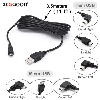 XCGaoon 3.5 meter Avto Kamera DVR Napajalni Kabel Adapter za Polnilnik Za Dash Cam Izhod 5V 2A Mini Micro USB