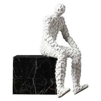 Nordijska Pixel Ljudi Lik Kiparstvo Kip Sodobno Namizje Za Sodobne Umetnosti Ornament Retro Figur Dom Dekoracija Dodatna Oprema