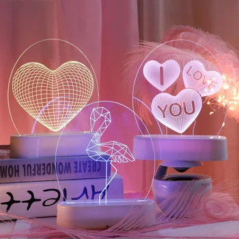 Romantični Lučka Digitalni Luč LJUBEZENSKO Pismo, Ljubezen Srce 3D Visi Dekorativne Svetilke namizne Svetilke Valentinovo Baby Tuš šatulji