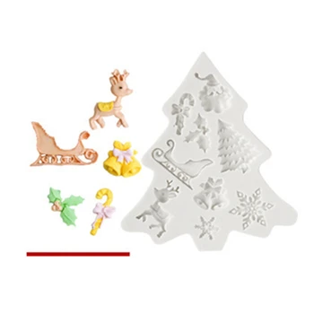 3D Božično Drevo Oblike Silikona Torto Plesni Sani Elk Snežinka Vzorec Čokolada Plesni Kuhinji Dekoraterstvo DIY Ročno Orodje