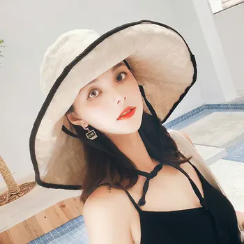 Vedro klobuk poletje Japonski bombaž Kapa korejski anti-ultravijolično senčenje klobuk Moda kupola, velika kapi senčenje Žensk vedro klobuk