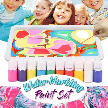 46ml Otroci na Vodni osnovi Umetnost Barve Nastavite Marbling Slikarstvo Komplet 6 Barve Akrilne Barve DIY Slikarstvo Na Vodo Ustvarjalne Umetnosti Set