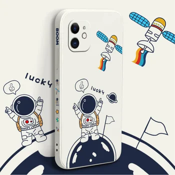 Srečen Astronavt Vzorec Primeru Telefon Za iPhone 12 Pro Max 11 X XS XR XSMAX SE2020 8 8Plus 7 7Plus 6 6S Plus Silikonski Pokrov