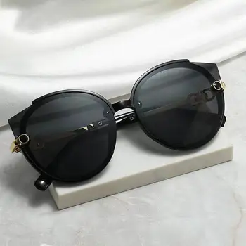 Ženska sončna Očala 2021 Retro Big Box Kovinski Okrogle Očala Moda Mačje oči Črne Leče Luksuzni Oblikovalec Moških Vožnje Očala