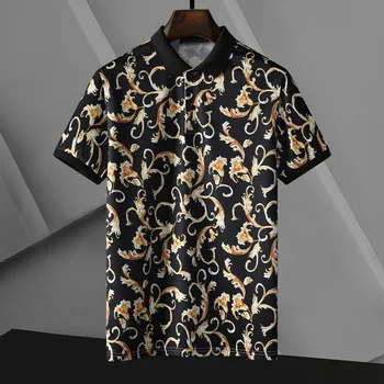 Poletje Nova moška Moda Trend, Polo Shirt Tiskanje Priložnostne Črno Zlato Tiskanja River Kratek Rokav Polo Majica Polo Majica moška Oblačila