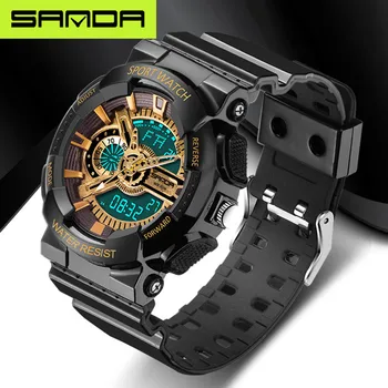 2020 Moda Novo blagovno Znamko Sanda Watch moška Led Digitalna G Prostem Multi-funkcija Nepremočljiva Vojaški Šport Relojes Hombre