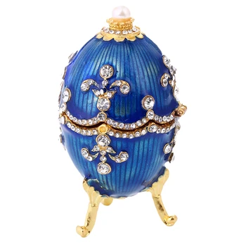 Modra Faberge Jajce Primeru Ruski Velikonočni Figur Obroč, Nakit Polje Ruske Dekor