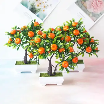 40%HOTPlastic Umetno Orange Tree Bonsaj Umetno Rastlin Ponaredek Spraviti Cvet Home Office Vrt Dekor