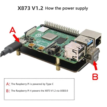 X873 V1.2 NVME M. 2 2280 SSD Širitev Odbor USB 3.0 Napajanje za Raspberry Pi 4B