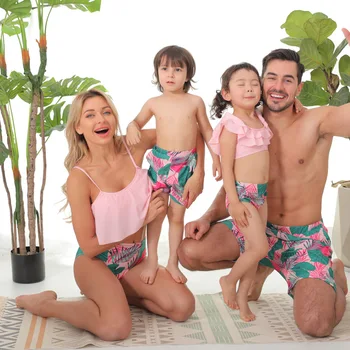 Poletni Plaži Plavati Obrabe Žensk, Otrok, Fant Baby Girl Obleke Družino Ujemanje Kopalke Bikini Mamica In Mi Tiskane Otroške Kopalke