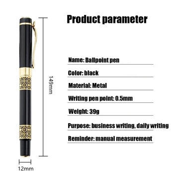 1+3Pcs Luksuzni Zlati Carving Črni Les, Kemični svinčniki Poslovnih Podpis Roller Pero za Pisanje Ballpen Urad Pisalne Potrebščine