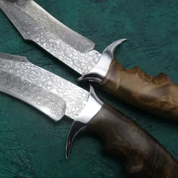 TUWO Lovski nož Damask self-defense prostem nož Visoko trdoto prenosni kamp survival nož z nožem set