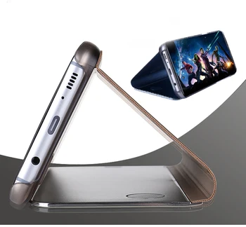 Ogledalo Flip Primeru Za Samsung Galaxy S8 S9 Plus S10 S10e S7 Rob S6 Opomba 9 8 5 4 3 A6 A8 A7 A9 Star 2018 Telefon Kritje