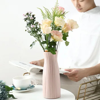 Shatterproof Vaza Imitacije Keramični Cvetlični lonček Origami Plastičnih Vaze za Dekoracijo Mlečno Bela Košarica Ureditev Doma Dekor
