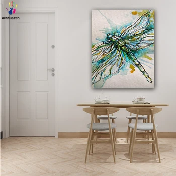 DIY barvil slike s številkami z barvami dragonfly sliko risanje, barvanje z številkami uokvirjena Doma