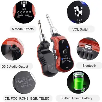 B6 Bluetooth Akumulatorska Električna Kitara Slušalke Bluetooth sprejemnik Mini Ojačevalec z 5 Učinke za električno kitaro