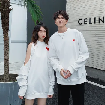 Nekaj Ujemanje Hoodies Majica Bele Šport Oblačila College School Korejski Modni Slog Za Mlade Par Ljubiteljev Ženske Obleko Nositi
