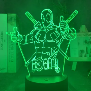 Disney 3D namizne Svetilke LED Luč Visual Stereo Pisane Noč Svetlobe kawaii Superheroj-Deadpoolht Kreativno Darilo za Rojstni dan led luči